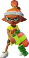 A male Inkling wearing the Basic Tee, holding a Splattershot.