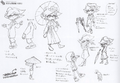 Concept art of Marie in her kimono and other casual wear