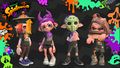 An Inkling wearing the Kyonshi Hat in the promo image for the Splatoween gear.