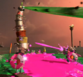 A Stinger being attacked by multiple Inklings.