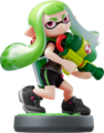 The Inkling Girl (Lime Green) amiibo wears the Black Trainers.