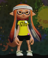 A female Inkling wearing the Cream Basics as part of the starting outfit.
