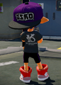 A male Inkling shows the back of the Backwards Cap.