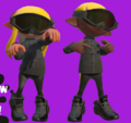 Two Inklings wearing the Toni Kensa Black Hi-Tops in a Version 3.0.0 (Splatoon 2) preview from the Nintendo Direct.