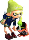 green inkling girl with slosher