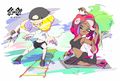 Art of sparrows with Off the Hook for the Agility vs. Endurance Splatfest.