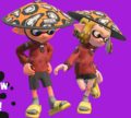 Two Inklings wearing the Seashell Bamboo Hat in a preview for Version 3.0.0, from the Nintendo Direct on 8 March 2018
