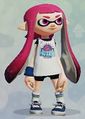 Another female Inkling wearing the B-ball Jersey (Away).