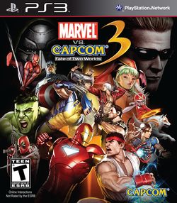 Box artwork for Marvel vs. Capcom 3: Fate of Two Worlds.