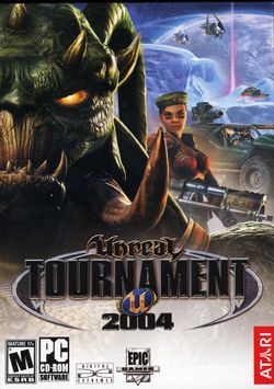 Box artwork for Unreal Tournament 2004.