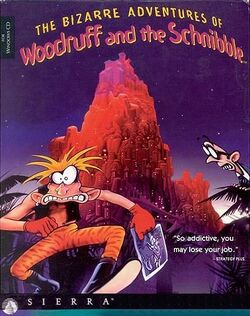 Box artwork for The Bizarre Adventures of Woodruff and the Schnibble.