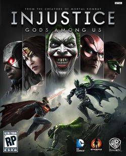 Box artwork for Injustice: Gods Among Us.