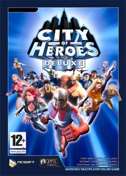 Box artwork for City of Heroes.