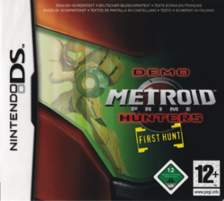 Box artwork for Metroid Prime Hunters: First Hunt.