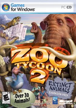 Box artwork for Zoo Tycoon 2: Extinct Animals.