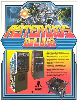 Box artwork for Asteroids Deluxe.