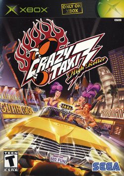 Box artwork for Crazy Taxi 3: High Roller.