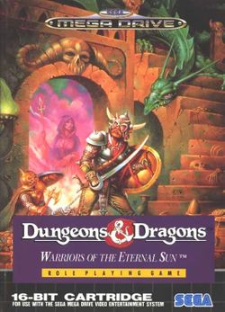 Box artwork for Dungeons & Dragons: Warriors of the Eternal Sun.