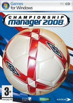 Box artwork for Championship Manager 2008.