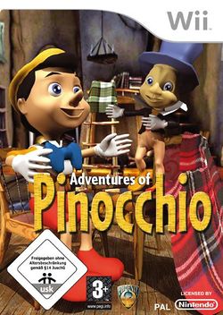 Box artwork for Adventures of Pinocchio.