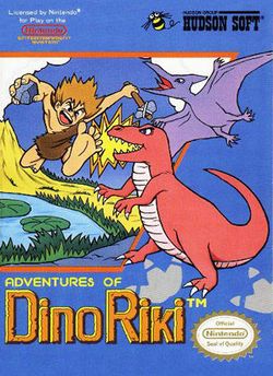 Box artwork for Adventures of Dino Riki.