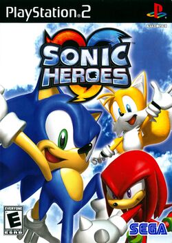 Box artwork for Sonic Heroes.