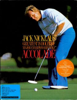Box artwork for Jack Nicklaus' Greatest 18 Holes of Major Championship Golf.