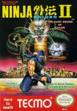 Box artwork for Ninja Gaiden II: The Dark Sword of Chaos.