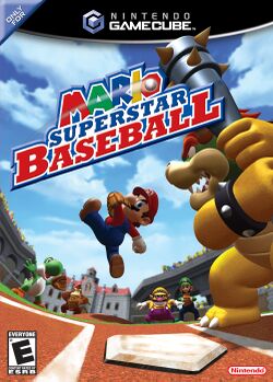 Box artwork for Mario Superstar Baseball.