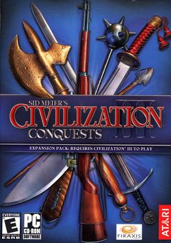 Box artwork for Sid Meier's Civilization III: Conquests.