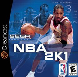 Box artwork for NBA 2K1.
