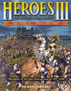 Box artwork for Heroes of Might and Magic III: The Restoration of Erathia.