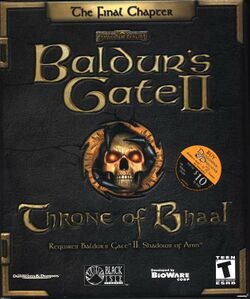 Box artwork for Baldur's Gate II: Throne of Bhaal.