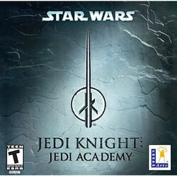Box artwork for Star Wars Jedi Knight: Jedi Academy.