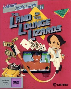 Box artwork for Leisure Suit Larry in the Land of the Lounge Lizards.