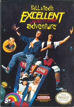 Box artwork for Bill & Ted's Excellent Video Game Adventure.