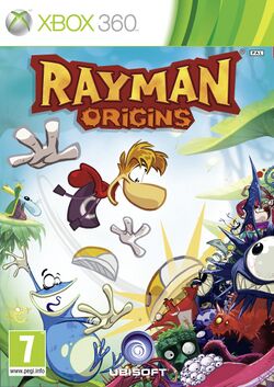 Box artwork for Rayman Origins.