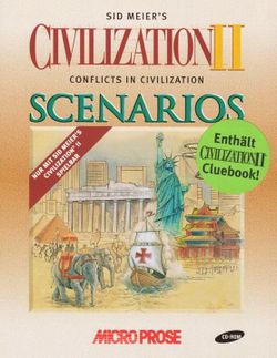 Box artwork for Civilization II: Conflicts in Civilization.