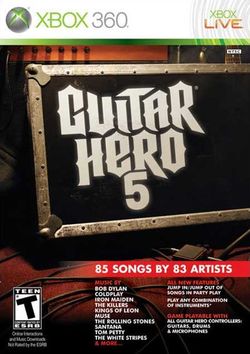 Box artwork for Guitar Hero 5.