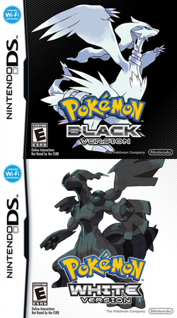 Box artwork for Pokémon Black and White.