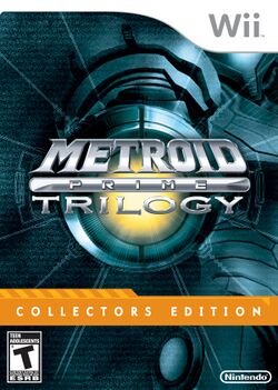 Box artwork for Metroid Prime Trilogy.
