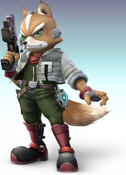 The leader of Star Fox and his new blaster.