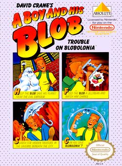 Box artwork for A Boy and His Blob: Trouble on Blobolonia.