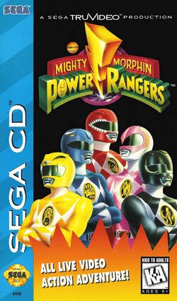 Box artwork for Saban's Mighty Morphin Power Rangers.