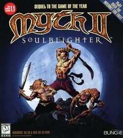 Box artwork for Myth II: Soulblighter.