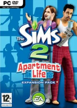 Box artwork for The Sims 2: Apartment Life.