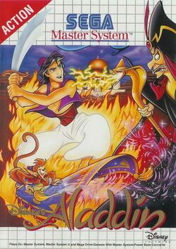 Box artwork for Disney's Aladdin.