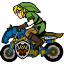 Badge of Link riding the Master Cycle from Mario Kart 8