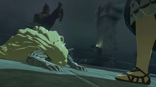 Ganondorf standing above Sonia's lifeless body.