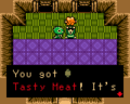 Link obtaining the Tasty Meat, as seen in-game